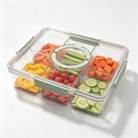 6-delige keuken plastic snack- en voedselbewaarbak met afsluitbaar klikdeksel, uitneembare scheidingsbak, PET PP siliconen, OEM