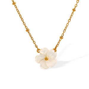 Collar con Colgante de Flor, Cadena de Acero Inoxidable Dorada, Concha Blanca, Joyería para Mujer, Regalo, Accesorio de Moda - Product Image 5