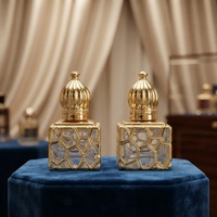 Flacon de parfum élégant en verre carré doré de 10 ml avec diffuseur à bâtonnets compatible pour la maison et les voyages MocPack