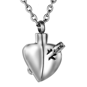 Acier inoxydable flèche de Cupidon visant <span class=keywords><strong>coeur</strong></span> pendentif personnalisé collier cendres souvenir mémorial médaillon animal urne bijoux urnes crémation - Product Image 6