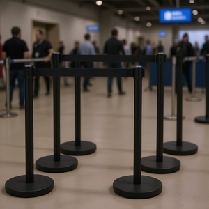 Barriera Retrattile per Controllo Folla con Cinghia, 2 Metri, Base in Metallo Nero, Facile Montaggio, Sistema di Controllo Accessi - Product Image 2