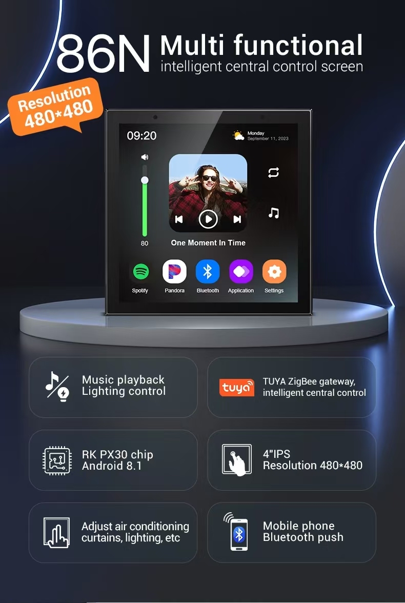 LUONA Tuya Smart Life 86N 4 Inch IPS Smart Screen for Gateway Panel Music Center with Built-in Amplifier for Home · image 2