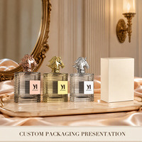 Vente en gros de flacons de parfum vides de 100 ml, en verre côtelé, avec bouchon en forme de tête de cheval, pour emballage OEM