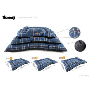 Set di Tre Pezzi in Lino a Quadri Blu per Lettini per Cani - Product Image 1