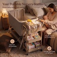 Chariot de rangement à 3 niveaux en métal pour couches de bébé, avec séparateurs amovibles et roulettes pivotantes à 360° verrouillables – Rangement pour chambre de nouveau-né