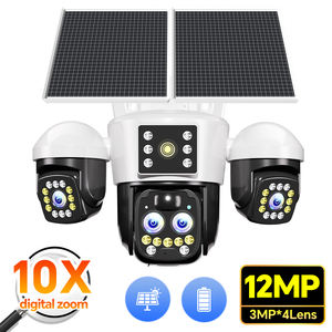 كاميرا أمان خارجية لاسلكية تعمل بالطاقة الشمسية مع 4 عدسات و3 شاشات بدقة 12 ميجابكسل، رؤية ليلية ملونة، كشف الحركة بالذكاء الاصطناعي، اتصال صوتي ثنائي الاتجاه - Product Image 1