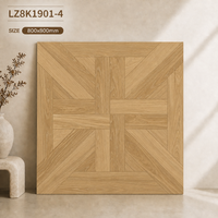 Carrelage en porcelaine Matt Basketweave Parquet 800x800mm, effet bois miel amande bicolore, pour sol de cuisine et palier d'escalier