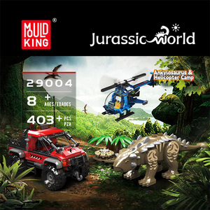 Mould King 29004 ชุดจูราสสิคเวิลด์ 403 ชิ้น เฮลิคอปเตอร์แคมป์ ไข่ไดโนเสาร์ ตัวต่อแบบเทคนิค ของเล่นเสริมพัฒนาการ ของขวัญเทศกาล - Product Image 2