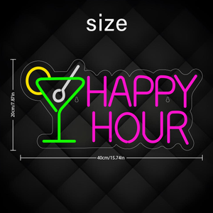 ป้ายไฟนีออน LED ปรับความสว่างได้ พร้อมสาย USB สำหรับตกแต่งค็อกเทล ป้ายไฟแฮปปี้ชั่วโมง ตกแต่งผนังห้องนอน ป้ายไฟอิเล็กทรอนิกส์สำหรับงานปาร์ตี้ ป้ายไฟโลโก้สำหรับใช้ภายในและภายนอกอาคาร - Product Image 4