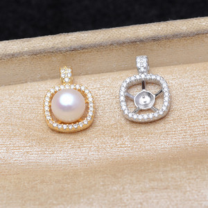 Wenchi S925 Plata Base Cuadrada Vacía para Colgante, Accesorio DIY para Joyería de Perlas A615, Componentes de Joyería, Compatible con Perlas de 7-8 mm, China - Product Image 4