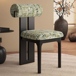 <b>Dining</b> <b>Chair</b> Upholstered Solid Wood Retro Backrest Minimalist Design For <b>Dining</b> Room - Product Image 2