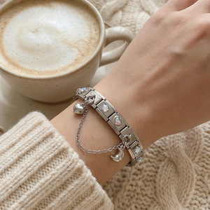 Stainless Steel Modular Bracelet Set Star Heart Crystal Charms DIY Jewelry Unisex Everyday Wear - Product Image 2
