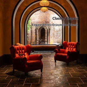 Fauteuil Cigare Vintage en Cuir Pleine Fleur Huilé et Ciré, Style Rétro 1919, Fauteuil d'Appoint Designer avec Assemblage Mortise et Tenon pour Projet de Villa de Luxe - Product Image 3