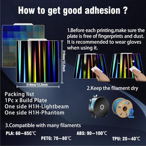 310X310mm Placa de acero de resorte Hoja flexible de doble cara Plataforma extraíble Placa de construcción H1H para CR10 CR10S <span class=keywords><strong>Artillery</strong></span> <span class=keywords><strong>Sidewinder</strong></span> - Product Image 2