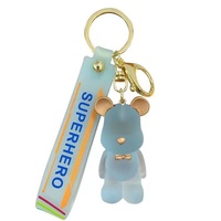 Porte-clés créatif ours en nœud papillon transparent, pendentif exquis pour clés de voiture de couple
