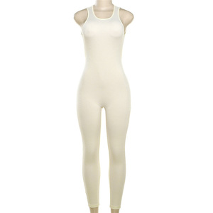 <span class=keywords><strong>Combinaison</strong></span> de yoga sport moderne pour femme S71484 - Décontractée, sexy, dos nu, couleur unie, sans manches - Product Image 4