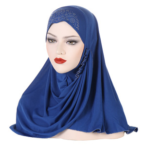 CCY Hijab facile à porter pour femme musulmane Hijab instantané couleur unie islamique moyen-orient Turban Hijabs avec strass - Product Image 2