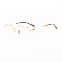 Montures de lunettes optiques en titane noir demi-cerclées pour hommes et femmes, style mode, avec logo personnalisable, fabriquées en Chine