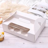 Boîtes d'emballage en carton blanc avec poignée, 12 pièces, fenêtre en PVC, muffins à pâtisserie transparents, tarte aux œufs, petits gâteaux