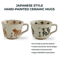 Taza de Café de Cerámica Kingze de 300 ml (10 oz) con Logotipo Personalizado, Pintada a Mano, Estilo Rústico, para Cafetería o Restaurante