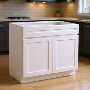 Gabinete base blanco estilo Shaker de 24W x 34.5H con puertas de cierre suave para cocina y baño - Product Image 2