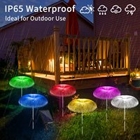 Vente en gros de lampes solaires en forme de méduse personnalisées, lumières à fibres optiques changeantes de couleur pour la décoration de jardins, allées et cours