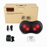 Coussin de massage électrique chauffant Shiatsu à 4 points de pression pour siège de voiture, cou/dos/mollets/bras/jambes, avec télécommande sans fil et alimentation USB