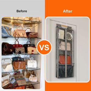 Folding Hanging Over Door Organizer with 5 Clear Dust-Proof Pockets Waterproof PVC for Kid's Toys <b>Wardrobe</b> & Living Room Use - Product Image 4
