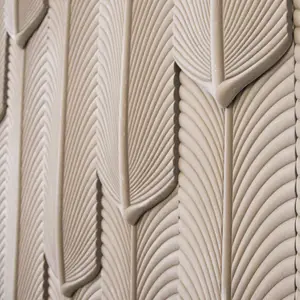 Feather Stone Lightweight Decoration Polyurethane 3D PU Artificial Stone Cultural Wall Panel Slab Wall Tiles