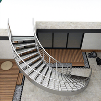 Escalier en arc double poutre incurvé en acier inoxydable robuste de qualité supérieure, personnalisable, pour extérieur, balcon de toit, villa