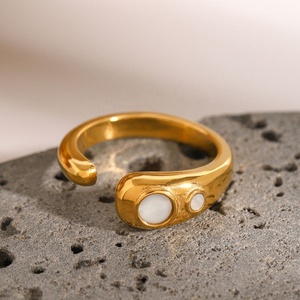 Custom Jewelry Fashion Statement 18k Gold Stainless Steel Gold Hollow Asymmetrical Open Trendy Waterproof <b>Rings</b> - Product Image 5