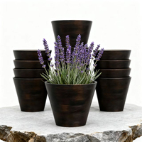 Grand pot de fleurs moderne en plastique PP, sculpté à la main, écologique, durable, léger, avec fonction d'arrosage, pour la maison