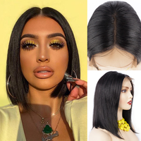Perruque 100% Cheveux Humains Vierges HD Sans Colle avec Baby Hair, Longue et Lisse, Noire, Brune, Blonde pour Femmes Européennes et Américaines
