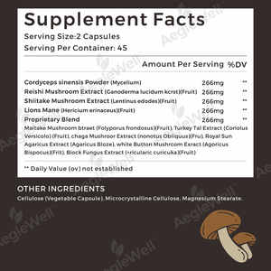 Aeglewell OEM Mantar Ekstresi Kapsülleri Aslan Yelesi <span class=keywords><strong>Reishi</strong></span> Kompleksi 10x Organik Takviye Mantar Kapsülleri - Product Image 4