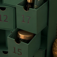 Boîte cadeau personnalisée à 20 tiroirs numérotés vert foncé pour les fêtes