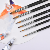 6 pinceaux de peinture à l'aquarelle en nylon écologique, forme ronde, manche en bois, vente en gros 2/4/6/8/10/12