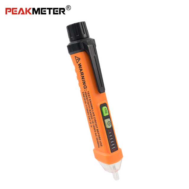 Peakmeter PM8908C Portable Non-contact Voltage Detector LED and Sound Alarm with 3 Kinds of Sensitivity Display