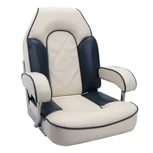 Hot selling marine supplier comfortable waterproof leather helm boat seats with armrest pontoon captain boat bench for sale