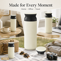 Bouteille d'eau en acier inoxydable à double paroi isolée sous vide, thermos portable pour la maison, le bureau et les activités de plein air, maintient au chaud pendant 6 à 12 heures