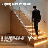 Contrôleur d'éclairage d'escalier à détecteur de mouvement PIR 32 étapes 500W max DC12V/24V, éclairage automatique pour escalier intérieur