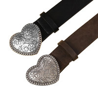 Ceinture Western Personnalisée pour Femme, Accessoire Vintage Cowgirl, Boucle Gravée Florale en Argent Vieilli, Sangle Souple pour Jeans
