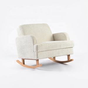 Sillón mecedora de madera balancín tapizado blanco cómodo moderno con Teddy Nursery para uso en el baño - Product Image 4