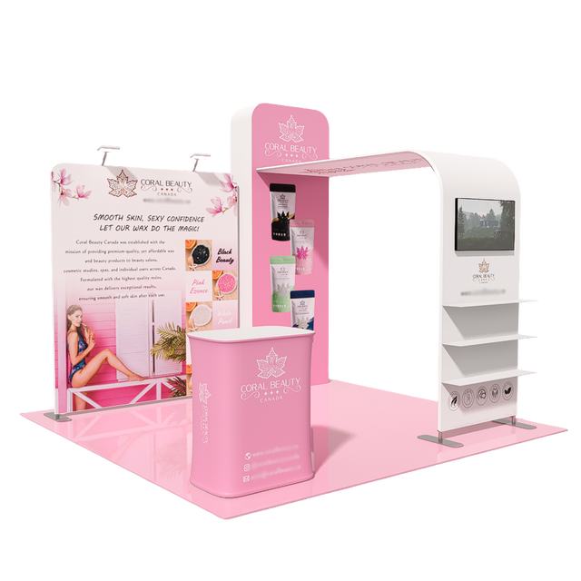 Custom 3x3 M Portable Modular Trade Show Booth Stand Display 10x10 FT Tension Fabric Backdrop Exhibition Booths Frame Equipment