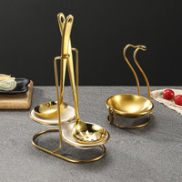 Pemegang sendok Stainless Steel, dudukan sendok Stainless Steel berlapis keramik dapur pesta untuk meja makan