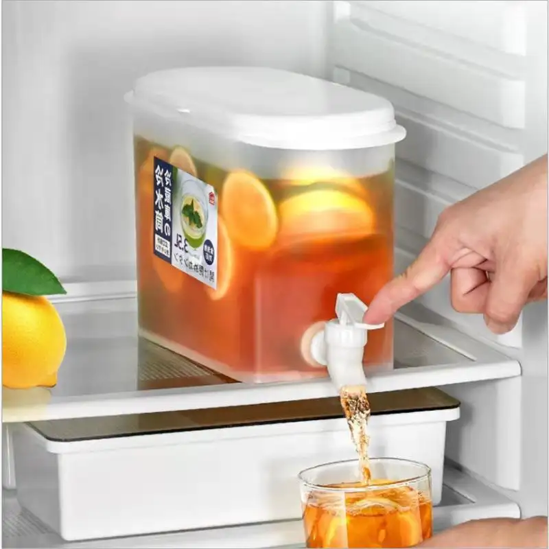 3.5L plástico balde de água fria com torneira geladeira limonada chaleira água beber suco recipiente armazenamento