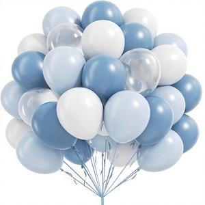 60 ballons en caoutchouc bleu poussière de 12 pouces, ballons bleus, blancs et transparents pour révélation du sexe, mariage, baby shower, décorations de fête d'anniversaire - Product Image 1