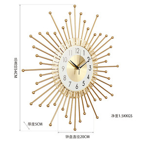 Grande décoration murale en métal en forme de <span class=keywords><strong>soleil</strong></span>, horloge pour la décoration du salon, vente en gros - Product Image 6