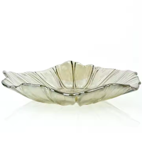 Haute qualité Unique mariage feuille de lotus forme cristal couleur décor écologique verre à manger assiette de fruits bols de service