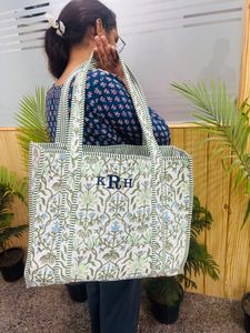 กระเป๋าผ้าฝ้ายสีขาวขนาดใหญ่ กระเป๋าช้อปปิ้ง กระเป๋าสะพายไหล่ กระเป๋าผ้าควิลท์สำหรับผู้หญิง กระเป๋าถือ กระเป๋าโท้ทแฮนด์เมด - Product Image 3