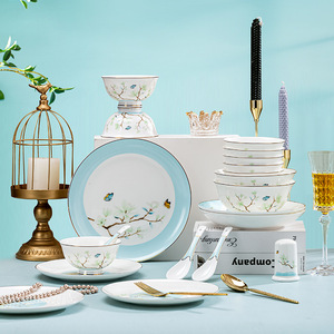 <span class=keywords><strong>Service</strong></span> de table 16 pièces en <span class=keywords><strong>porcelaine</strong></span> osseuse <span class=keywords><strong>à</strong></span> motif personnalisable, nouveau style chinois, avec baguettes en céramique de Jingdezhen - Product Image 2